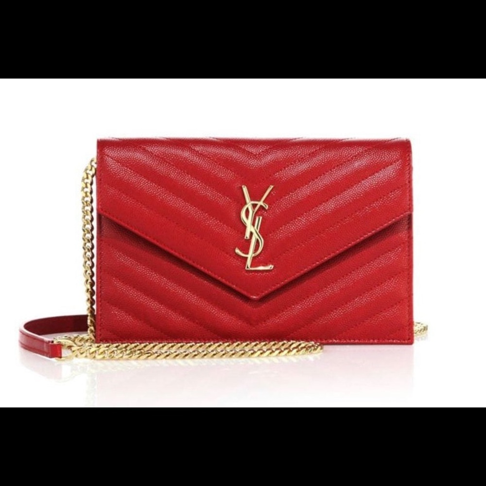 YSL Monogram Matelasse Leather Wallet on Chain
